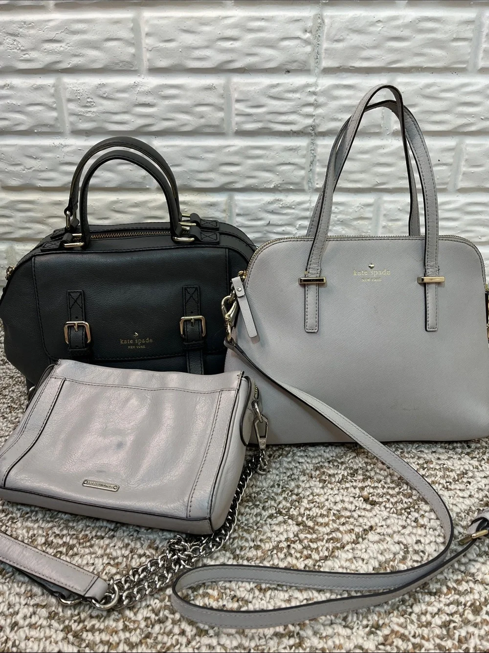 REHAB BUNDLE OF 3 LEATHER BAGS 2 KATE SPADE AND REBECCA MINKOFF